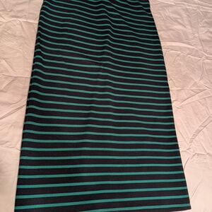 LOFT Black and Green Striped Pencil Skirt